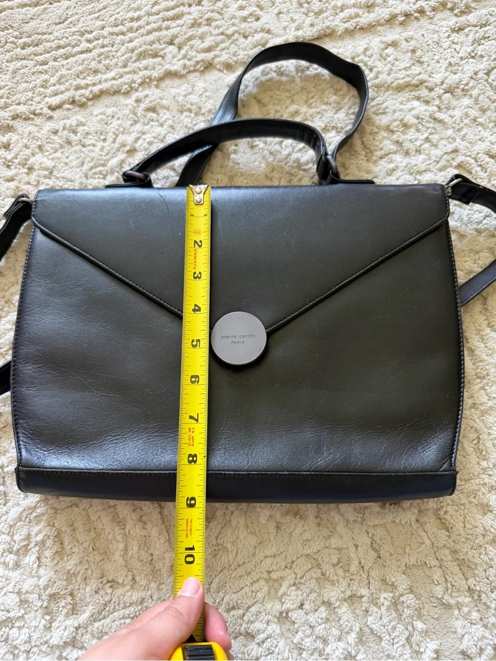 vintage black leather Pierre Cardin briefcase